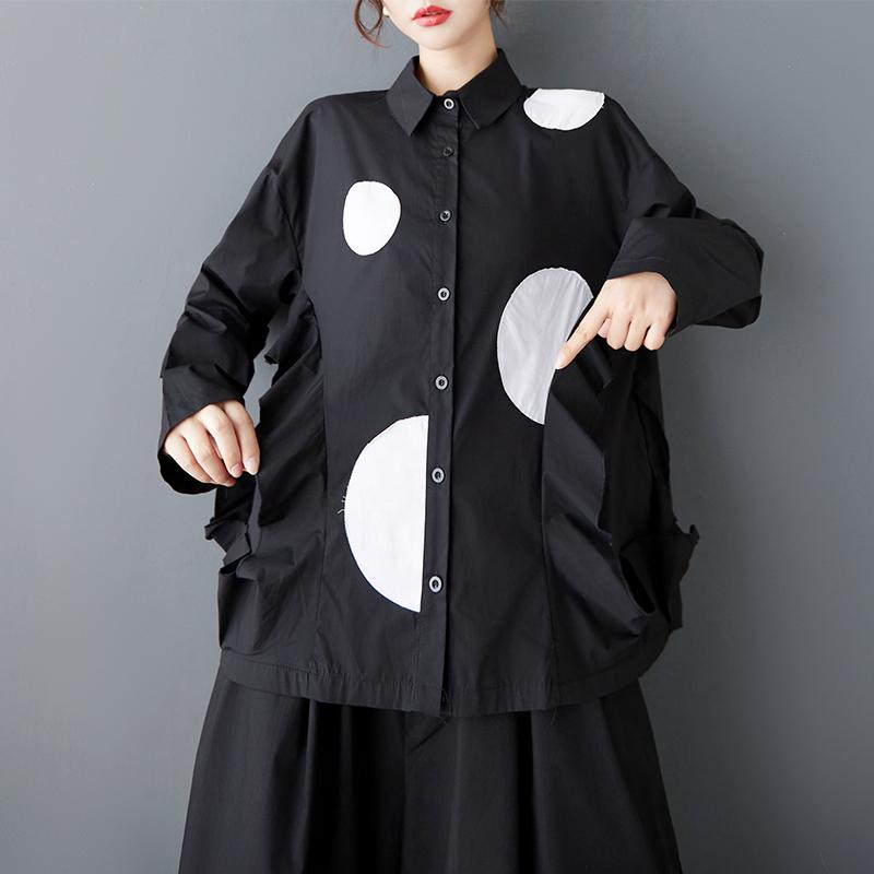 DIMANAF 2025 Women Autumn Plus Size Blouse Shirt Black Fashion Tops Tees Loose Casual Button New