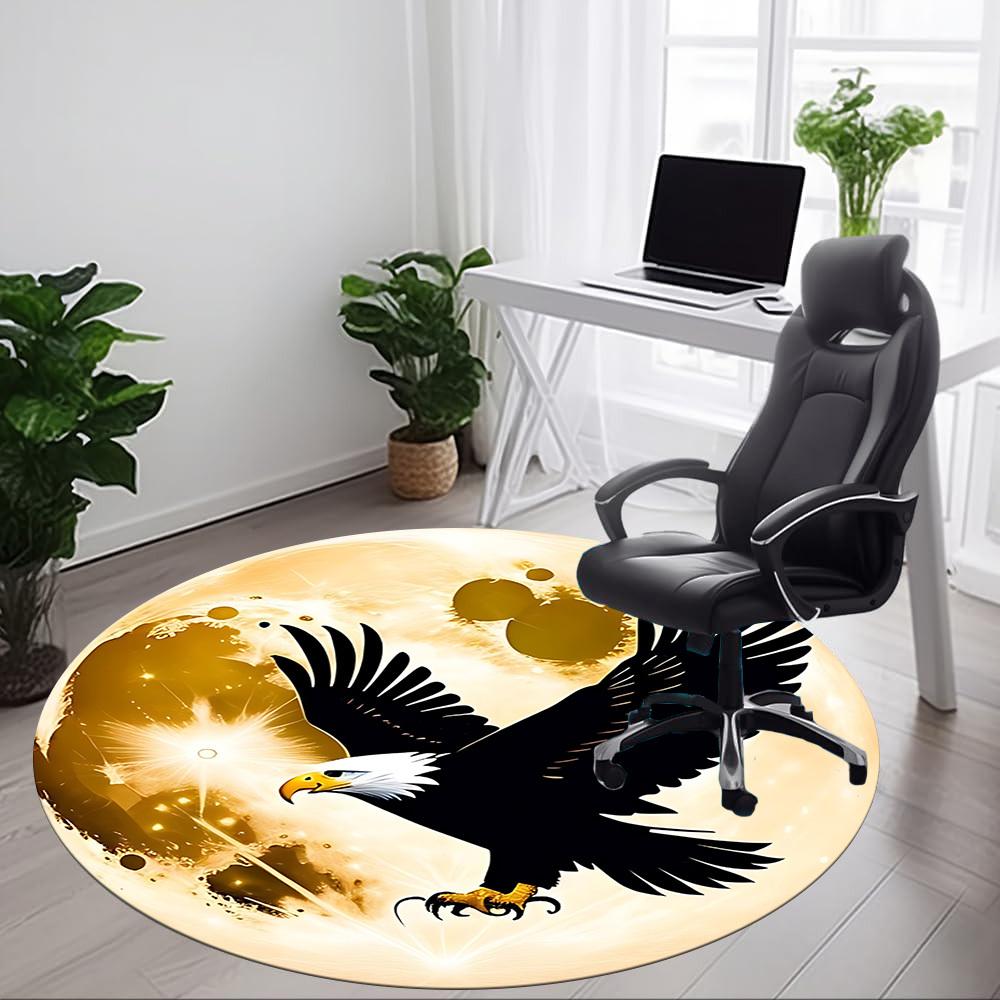 1pc Eagle Moon Chair Carpet for Office, Soft, Non Slip Polyester Mat, Office, Entryway, Living Room, Bedroom