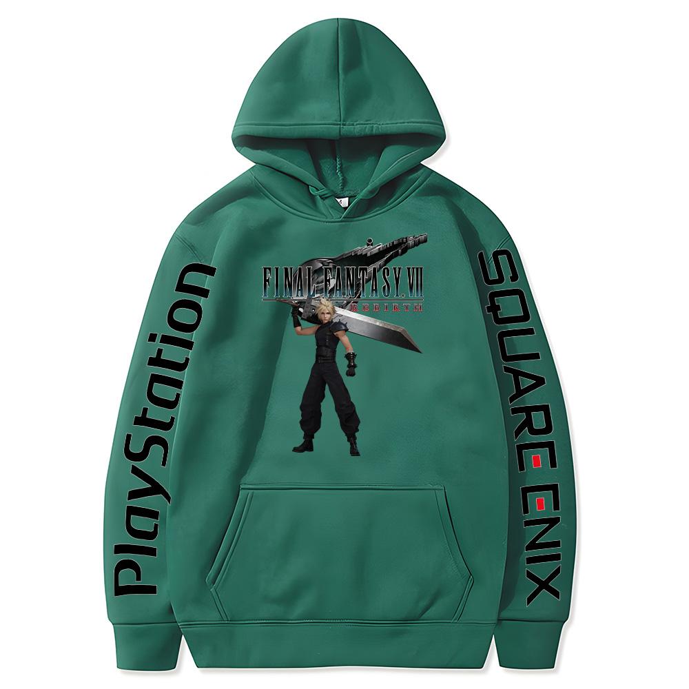 Cloud Strife Buster Sword Hoodies Final Fantasy VII Rebirth Pullovers Hot Game Harajuku Aesthetic Sweatshirts Unisex High Street Tops