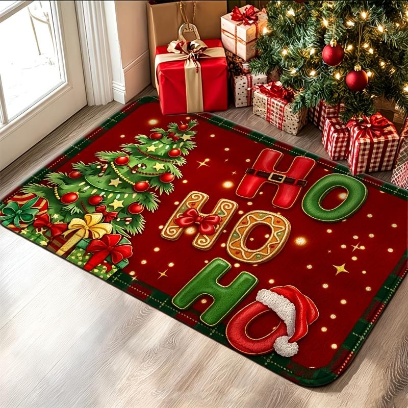 Santa Print Floor Mat front hallway foyer balcony villa patio home decor seasonal entry door rug gift welcome mat kitchen mat