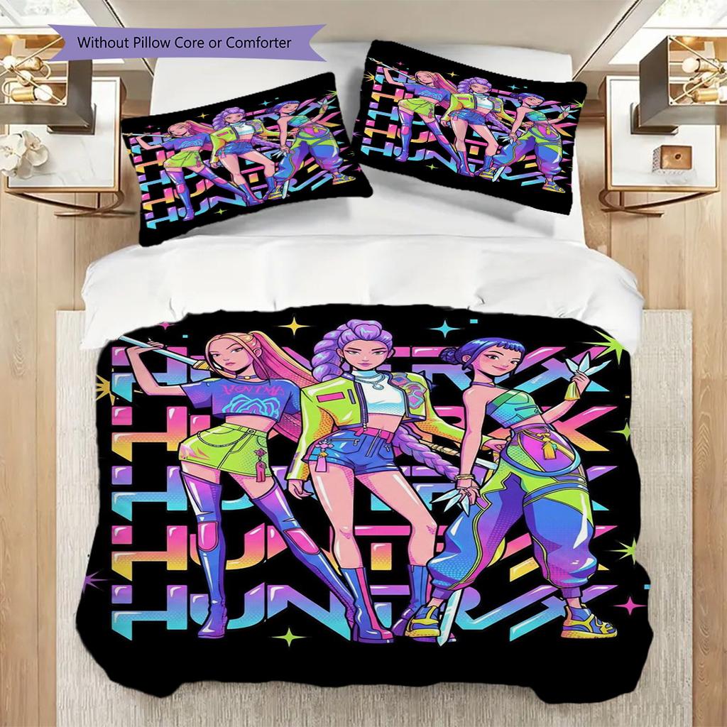 Kpop Demon Hunters Short Film 2 Threepiece Set 1 Duvet Cover 2 Pillowcase Without Core Bedding Set Duvet Cover And Pillowcase