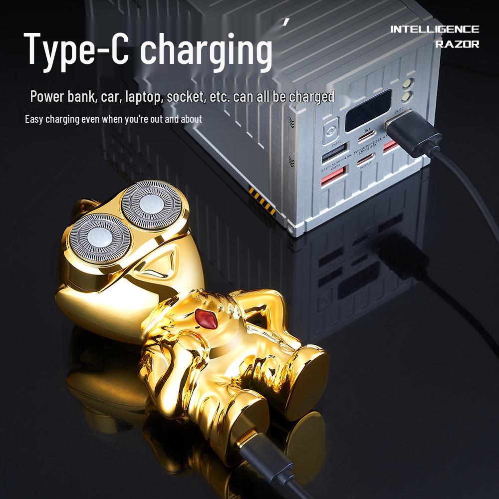 Men s Portable Electric Shaver with Magnetic Blade Head - Creative Ultraman Razor Ornament