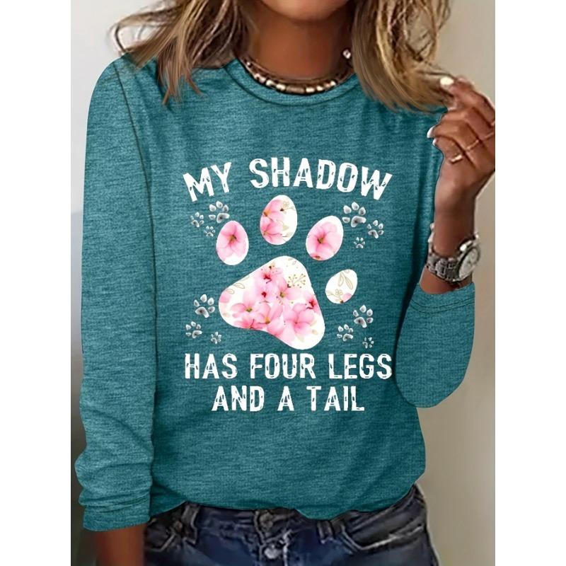 

Women s fashionable loose letter printed round neck long sleeved shirt XS