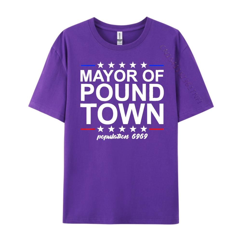 Mayor Of Pound Town Funny Adult Humor Pound Town Streetwear Men Moderate elasticity Graphic T Shirts Printing