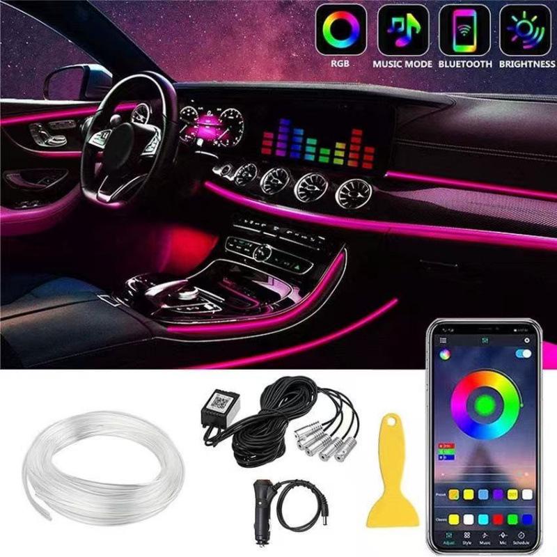 Car Interior LED Ambient Light with App Control – Seven-Color Cold Light for Mood and Decoration