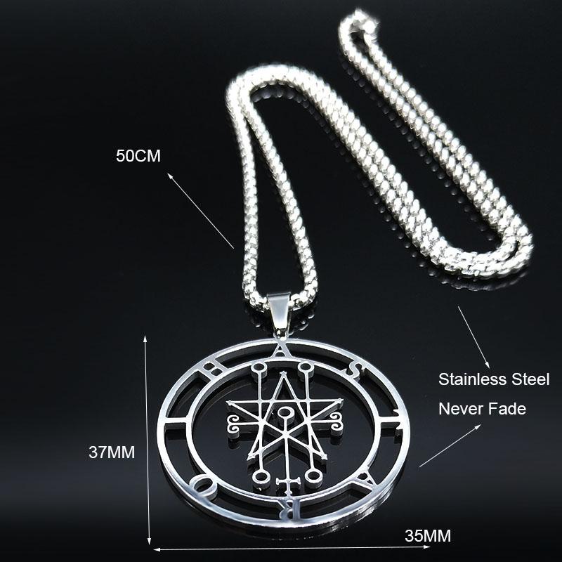 Astaroth Sigil Goetia Stainless Steel Necklace Solomon Demon Seal Satan Sigil satanique patch PIN Jewelry collier femme N7156S03