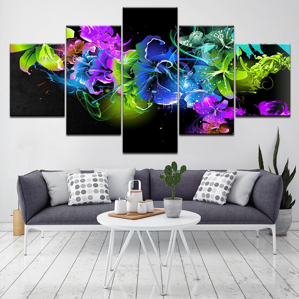 

The colorful abstract flowers 5 Piece Wallpapers Art Canvas Print modern Poster Modular art painting for Living Room Home Decor 20x35 20x45 20x55cm