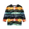 Kids' Halloween Printed Round Neck Three-Quarter Sleeve Casual T-Shirt