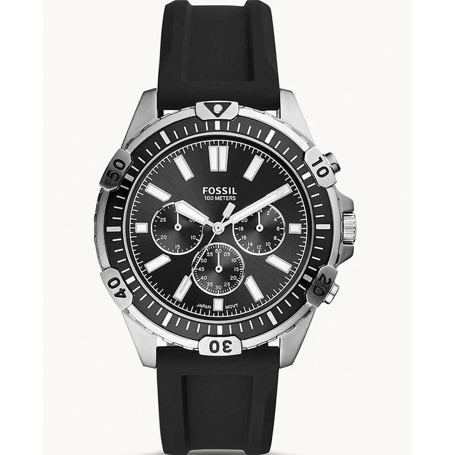 

Fossil Men s Silicone Quartz Three-Hand Watch Stainless Steel Case/Silicone Strap/Scratch-Resistant Glass FS5624