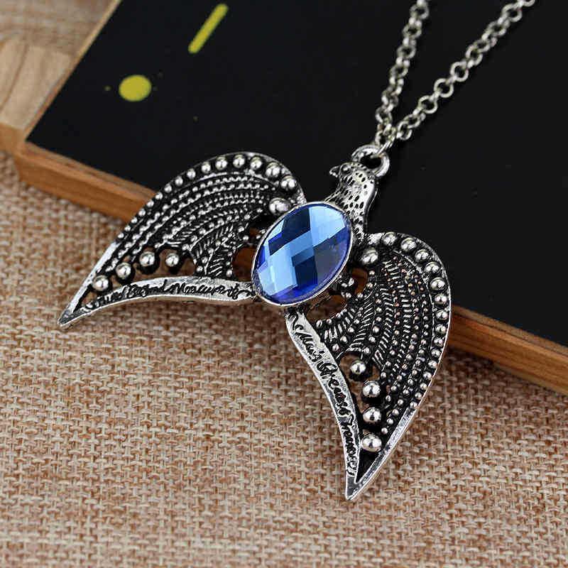 Blue Artificial Gemstone Crown Necklace, Lost Crown, Magic Academy Movie Jewelry Gift