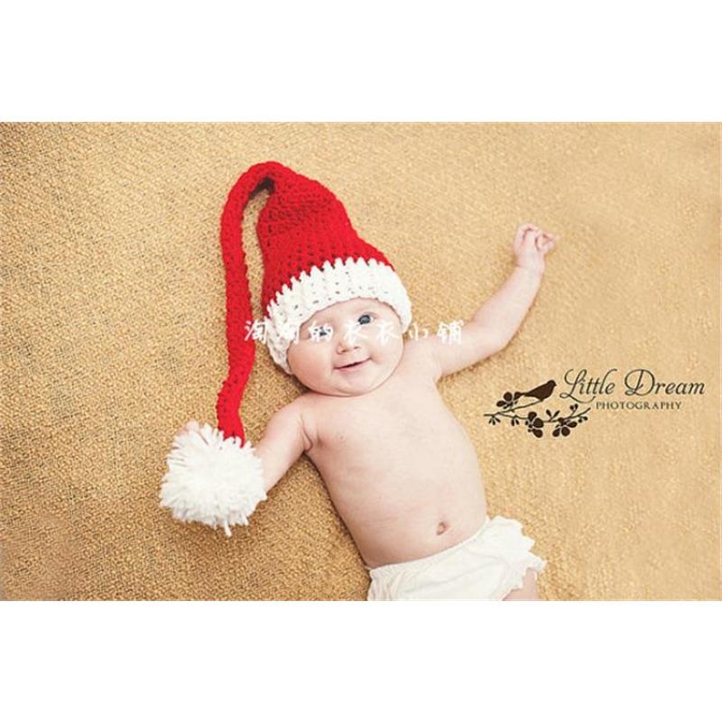 New wool hand-knitted children's photography long tail hat, newborn cartoon sweater hat, Christmas long hat