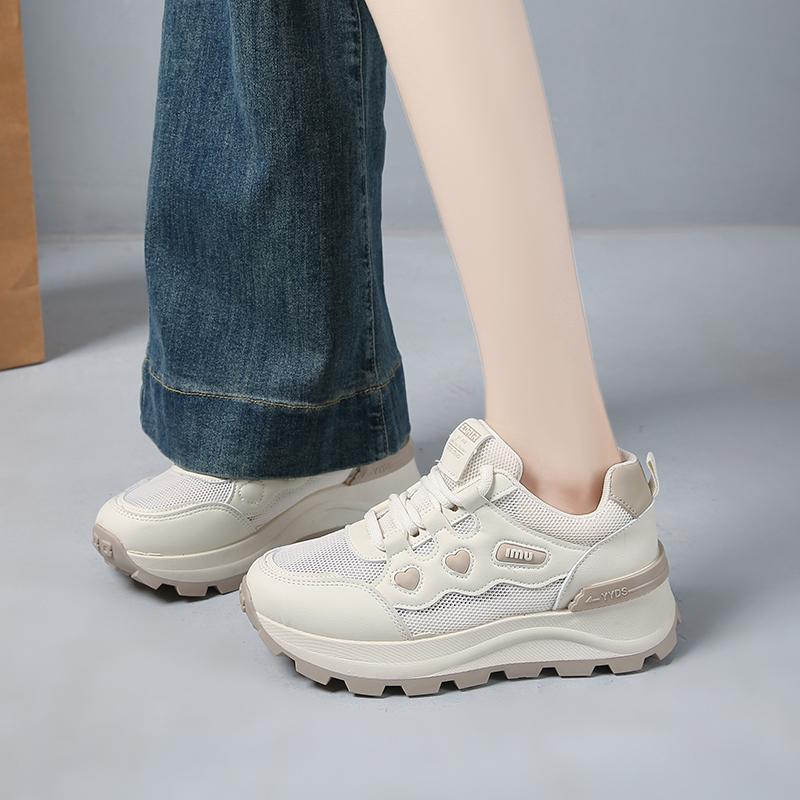 Fashion CRLAYDK Chunky Sneaker for Women Platform Tennis Fashion White Dad Shoes Mesh Breathable Casual Lace Up Walking Sport Trainers