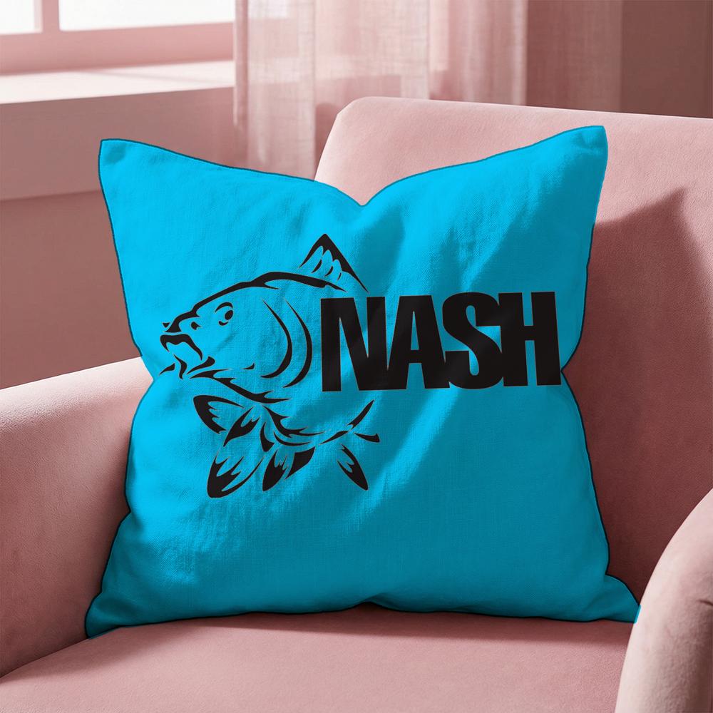 N-Nash Fishing logo Cushion Cover Multi-Scene Pillow Cover for Home & Car - Reversible, Soft & Durable for Daily Use