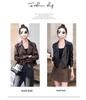 2025 Women's Petite PU Leather Short Motorcycle Jacket, Spring/Autumn Casual Style with Suit Collar.