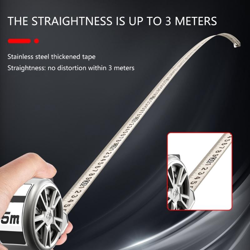 5m Hollow Measuring Tape Rustproof Metric Ruler Stainless Steel Tape Measure for Industry Construction Portable