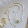Qingluo Rice Grain Freshwater Pearl Hetian Jade Necklace Temperament Same Hetian Jade French Clavicle Chain