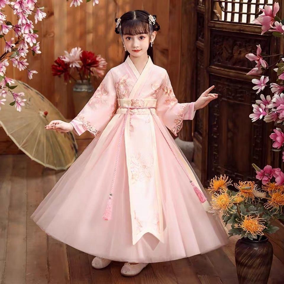 Children's Hanfu Tang Suit Dress - Fairy Style for 12-Year-Old Girls, Ruqun for Spring, Autumn, and Winter