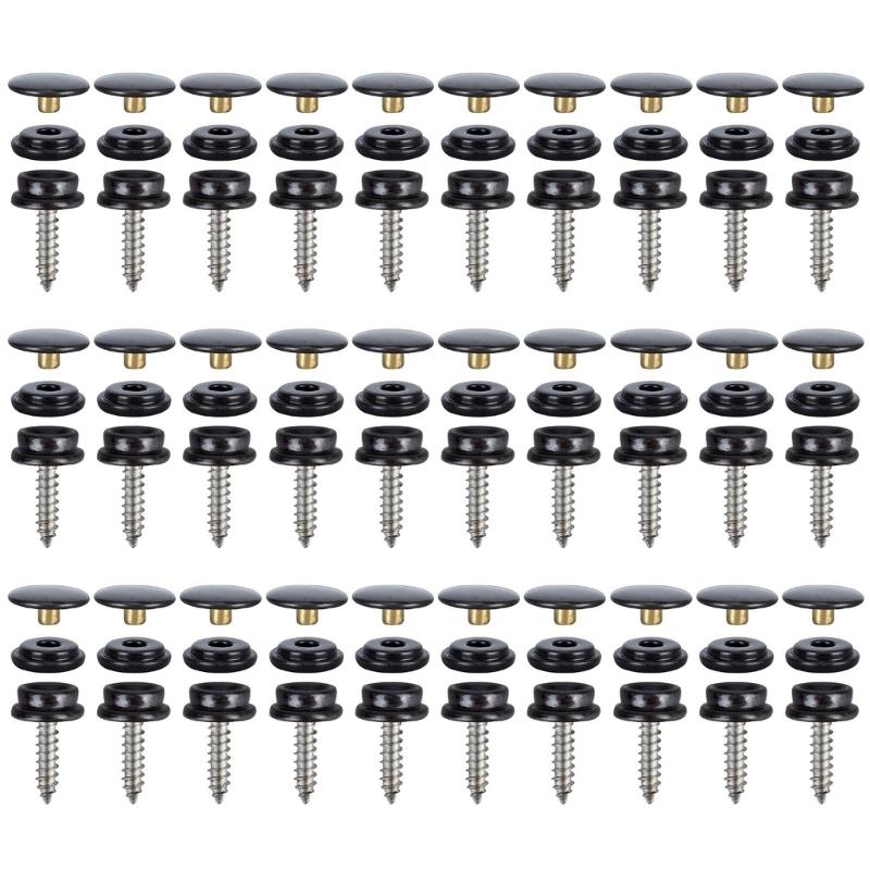 30 Sets Screw Snap Fastener, 15mm Screw Press Studs Canvas Snaps Stainless Fastener Screw Snaps Marine Press Studs Kits 1