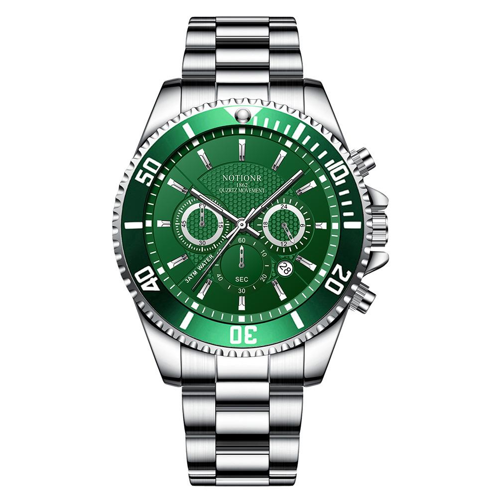 Orologio Classico da Uomo Orologio al Quarzo Orologio Multi-Quadrante Orologio in Acciaio Inossidabile Orologio Casual Sportivo da Uomo Orologio con Calendario Analogico