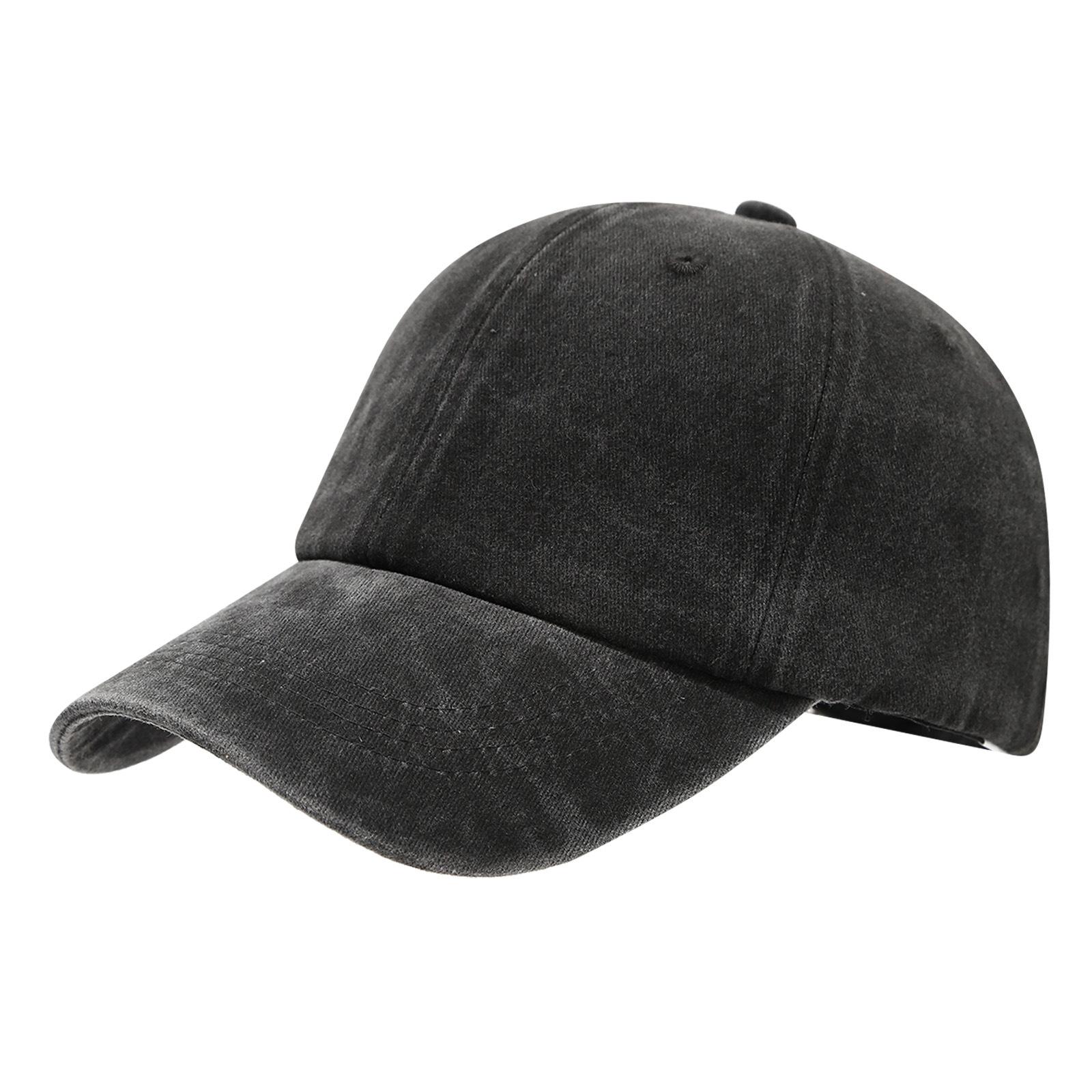 Washed Baseball Cap Hat Solid Color Curved Brim Cowboy Sun Hat Distressed Washed Baseball Cap чёрный