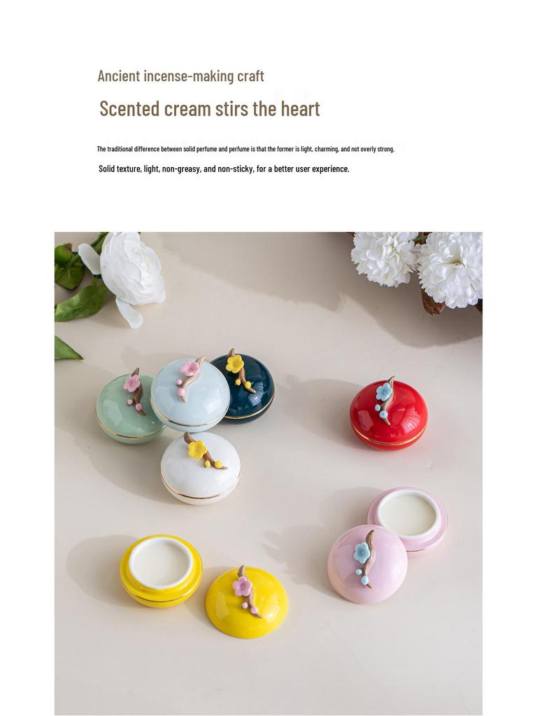 Ancient Style Solid Perfume Gift Box: Handmade Ceramic Bottle with Long-lasting Fragrance.