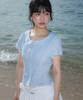ROSEFRANTZ Round Collar Short Sleeve Blouse [Sky Blue]