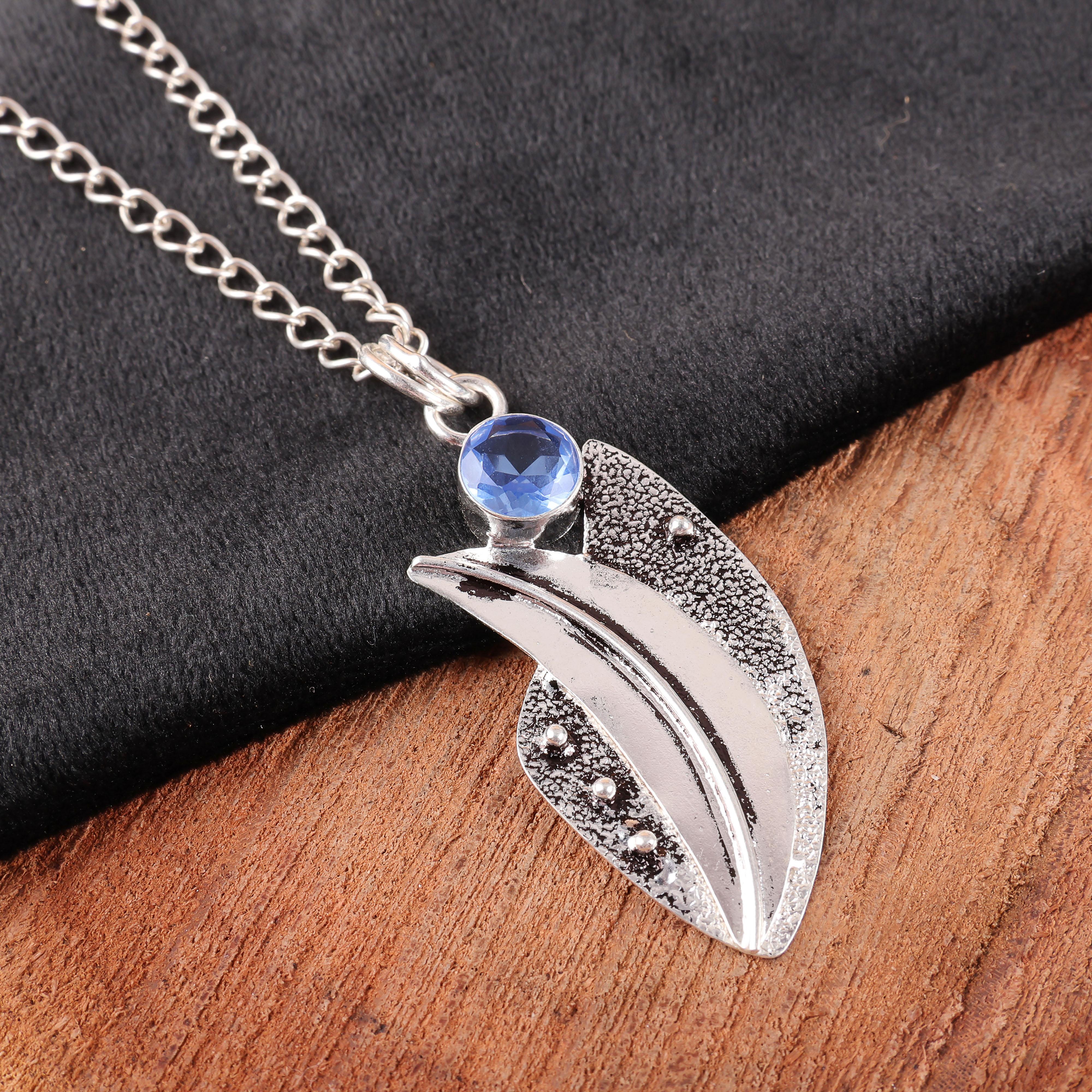 

Танзанит Кулон из драгоценного камня ручной работы, Кулон из цельного стерлингового серебра 925 пробы, Бохо украшение, Кулон для подарка на помолвку 2.05 Inches синий