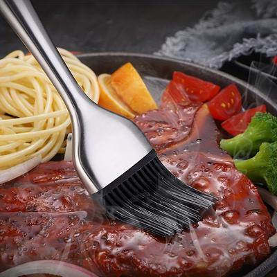 1Pc Stainless Steel Silicone Applicator Brush with Ergonomic Handle - Non-stick Heat-resistant, Barbecue Accessories