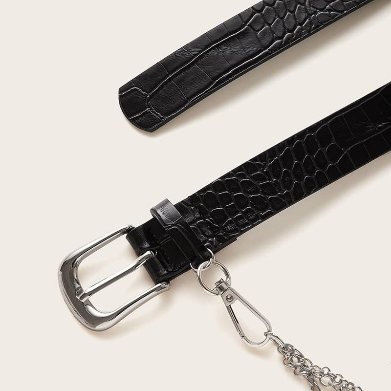 Synthetic Womens Trendy Leather Waist Belt With Alloy Buckle And Double Rings For Fashionable Looks Street