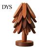 Non Slip Wood Trivet for Cast Iron Collapsible Wooden Trivets Hot Dishes, Christmas Tree Shaped Pot Mat Table, Heat Folding Potholder Resistant Holder