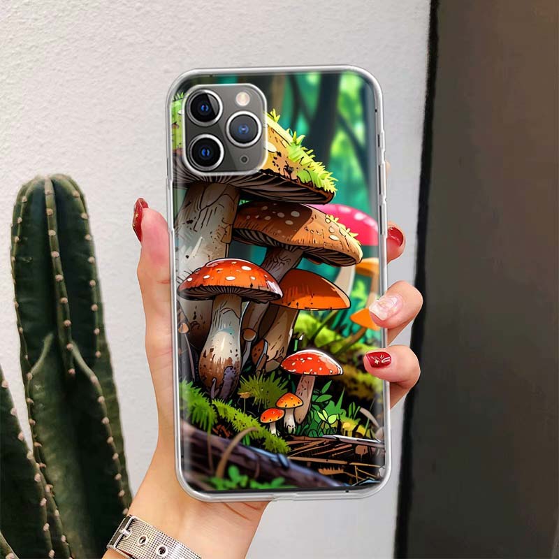 Colorful Mushroom For iPhone 17 Air 16 15 14 Plus 13 Mini 12 11 Pro Max Phone Case 16E 7 Print 8 SE Fundas Cover Soft Coque 16 1