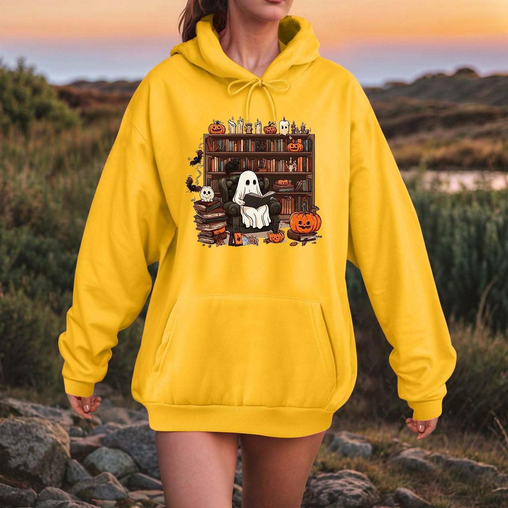 Women Fashion O Neck Long Sleeve Printed Top Hoodie Sweatshirt