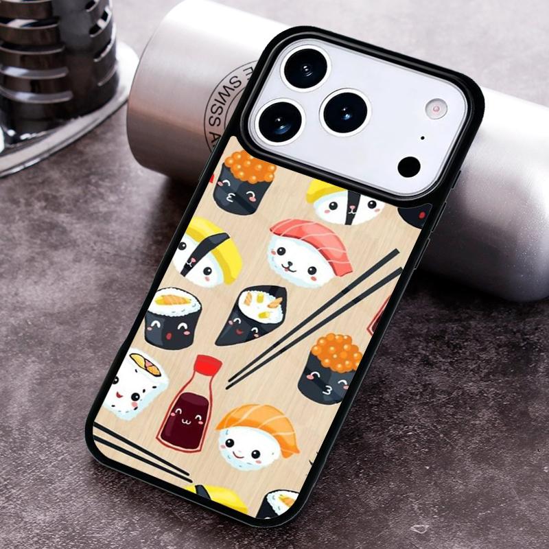 Kawaii Sushi Crowd Phone Case for iPhone 17 16 15 Pro Max Air 14 13 12 11 Plus Shockproof Cover