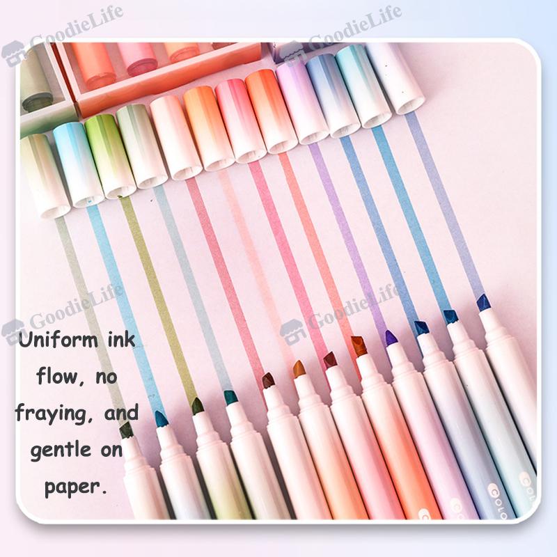Morandi Pastel Highlighter Set Student Color Markers Large Capacity Eye Protection Fluorescent Pens