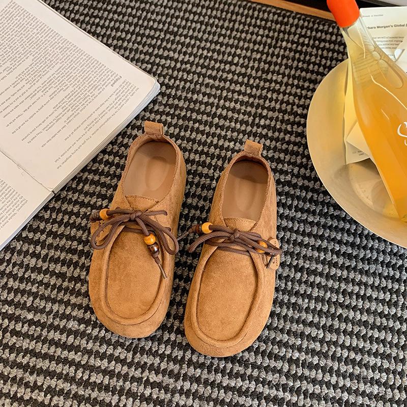 Birkenstock shoes women's 2025 new autumn platform single shoes women's soft sole flat shoes retro versatile with skirt women's shoes