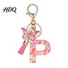 Compact Keychain Pink Series Pendant Sequins Heart Initial Letter Charm Key Chain