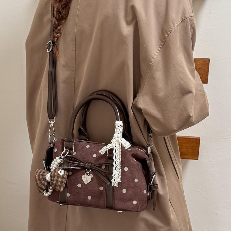 Womens Medium PU Pillow Bag With Polka Dots Soft Structured Shoulder Daily Commute Casual Wear