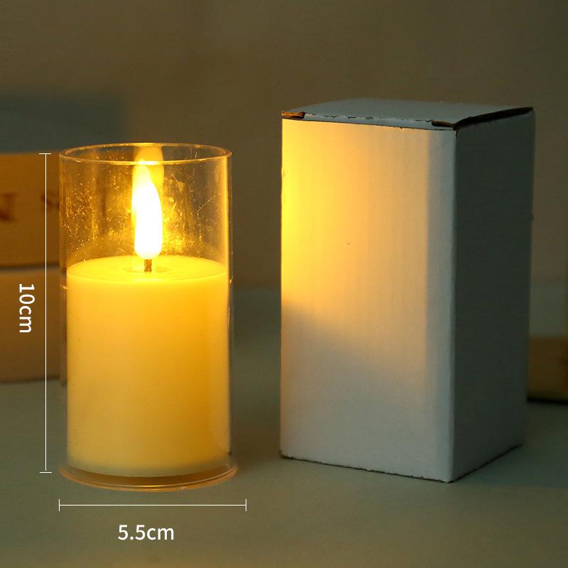 LED Flickering Flameless Candle Glass Ornament for Romantic Home or Christmas Parties