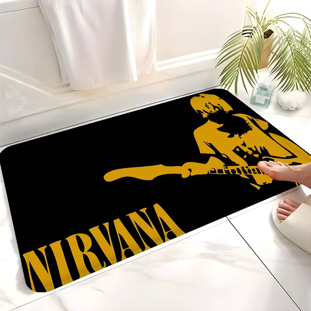 Popular Band N-nirvana-A Floor Mat Non-Slip Laundry Room Mat Laundry Decor Balcony Child Living Room Bedside Mats