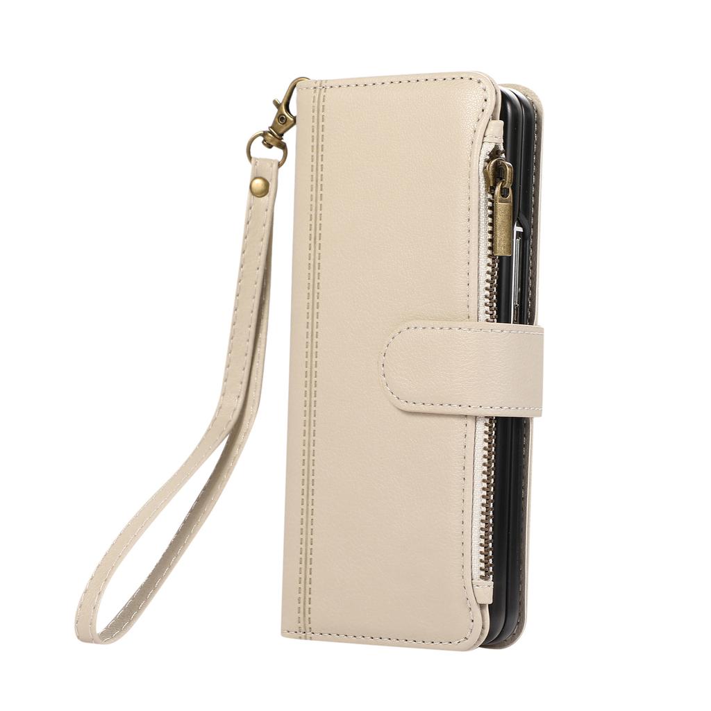 Suitable for Samsung Z Fold7 mobile phone leather case Z Fold4 multi-function zipper wallet card diagonal span portable rope