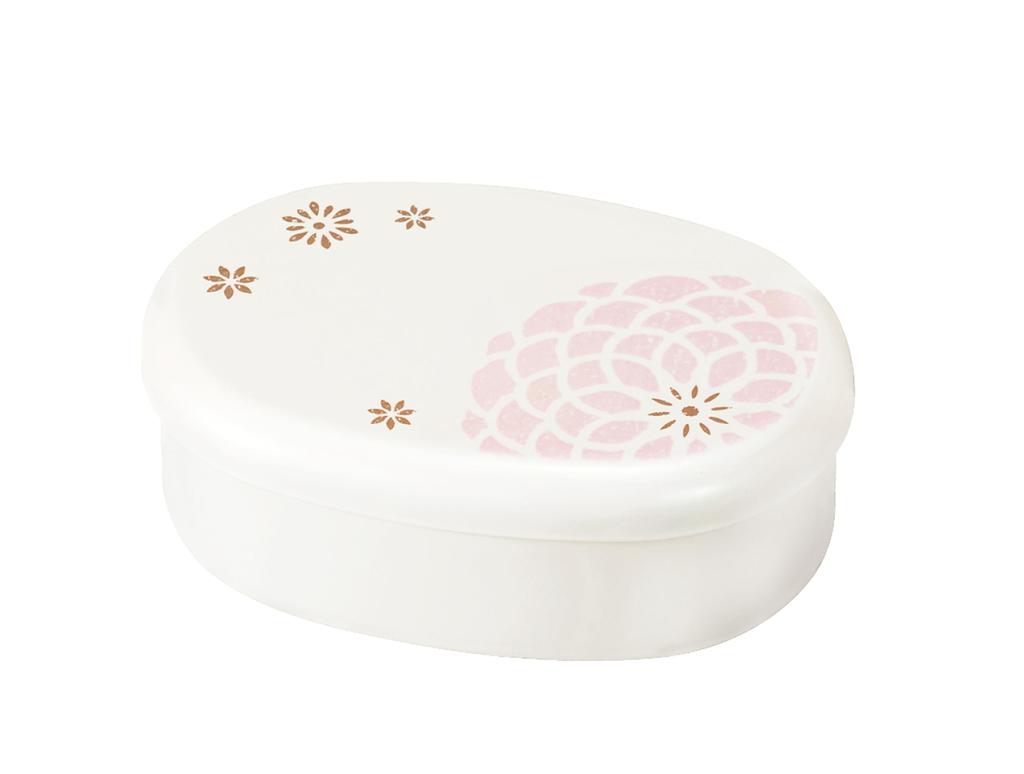 Tatsumiya Pearl Hyakka Oval Lunch Pink 30548 One-Tier Box, Hyakka, Size Approx. W16.2 D11.3 H5.9