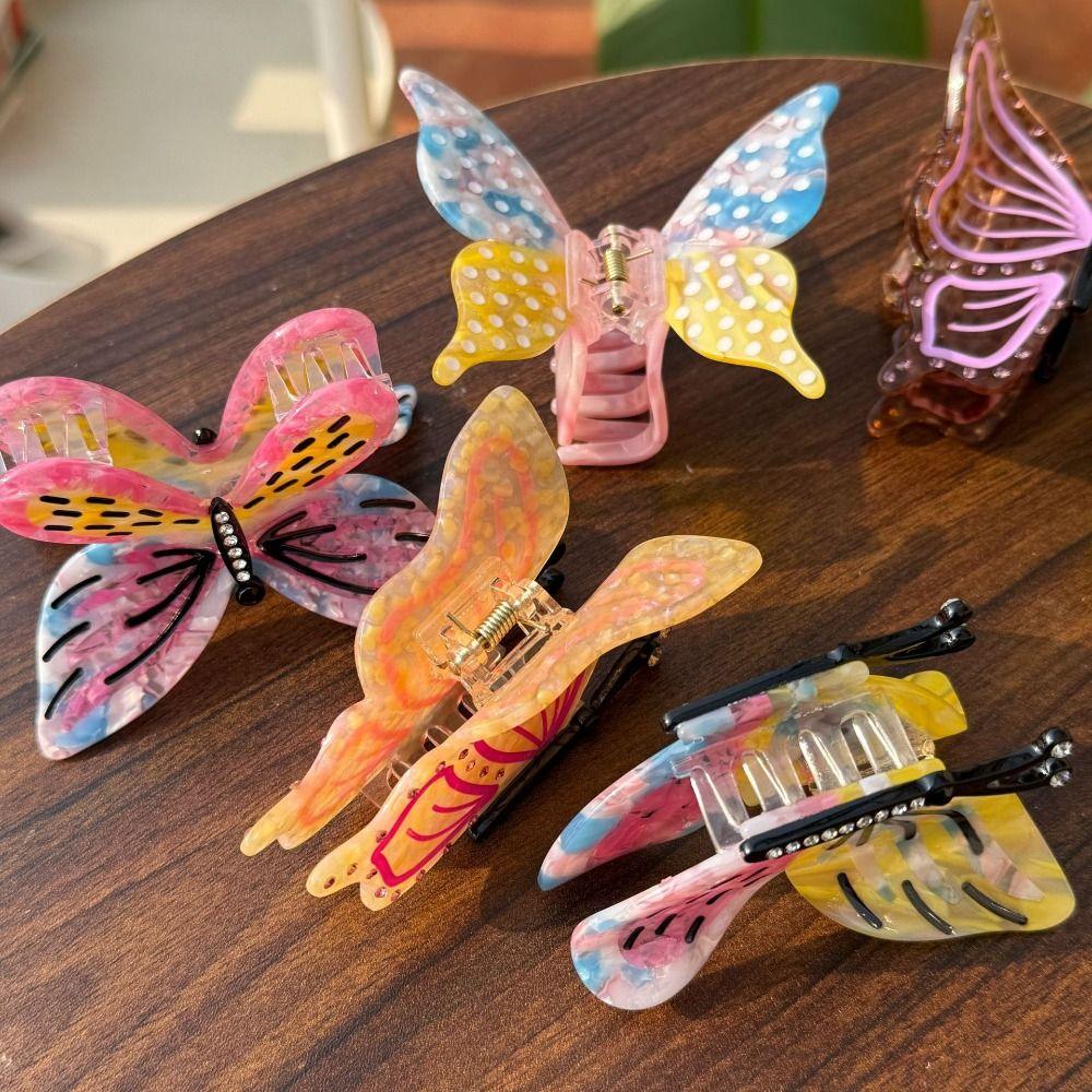 Sweet Butterfly Acetate Hair Claw Korean Style French Shark Clip Acetic Acid Hair Claw  Headwear