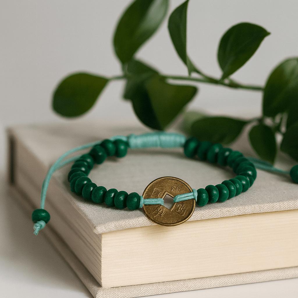 Feng Shui Chinese Coin Bracelet - Green