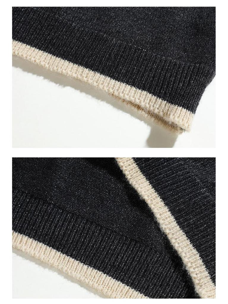 Pánský ležérní svetr s kulatým výstřihem v americkém retro stylu - Podzim/Zima Korejský pletený hoodie