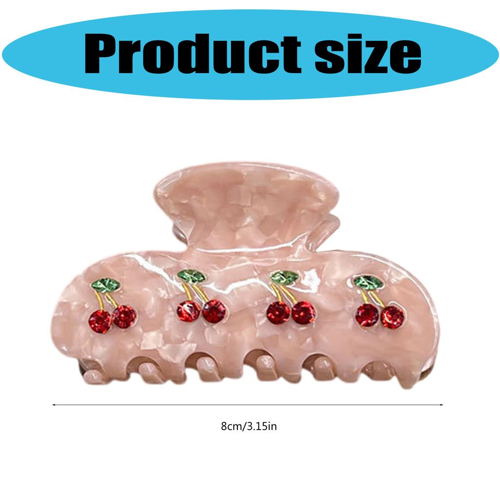Fruit Theme Cherry Hair Claw Clip For Girl And Youth Women Acetate Hair Clamp With Strong Grip Secure Hold for Daily Use