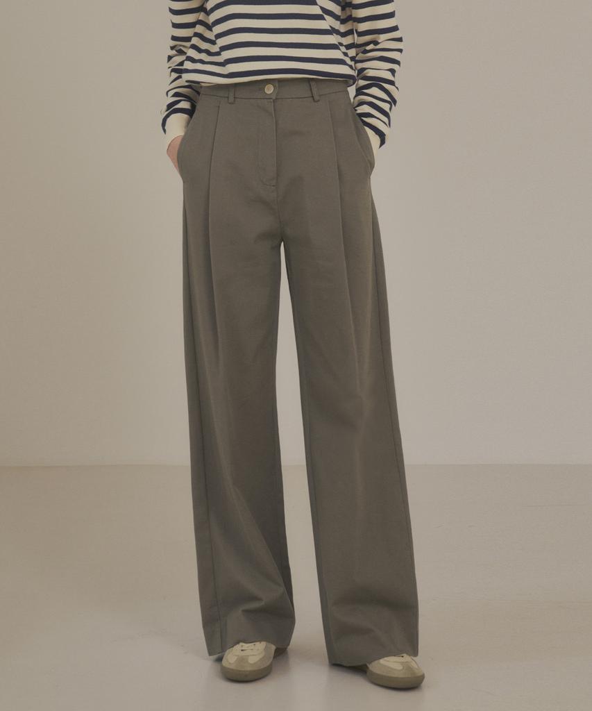 Siyajyu Sipt7093 Single-Pleat Wide Chino Pants_Khaki Gray