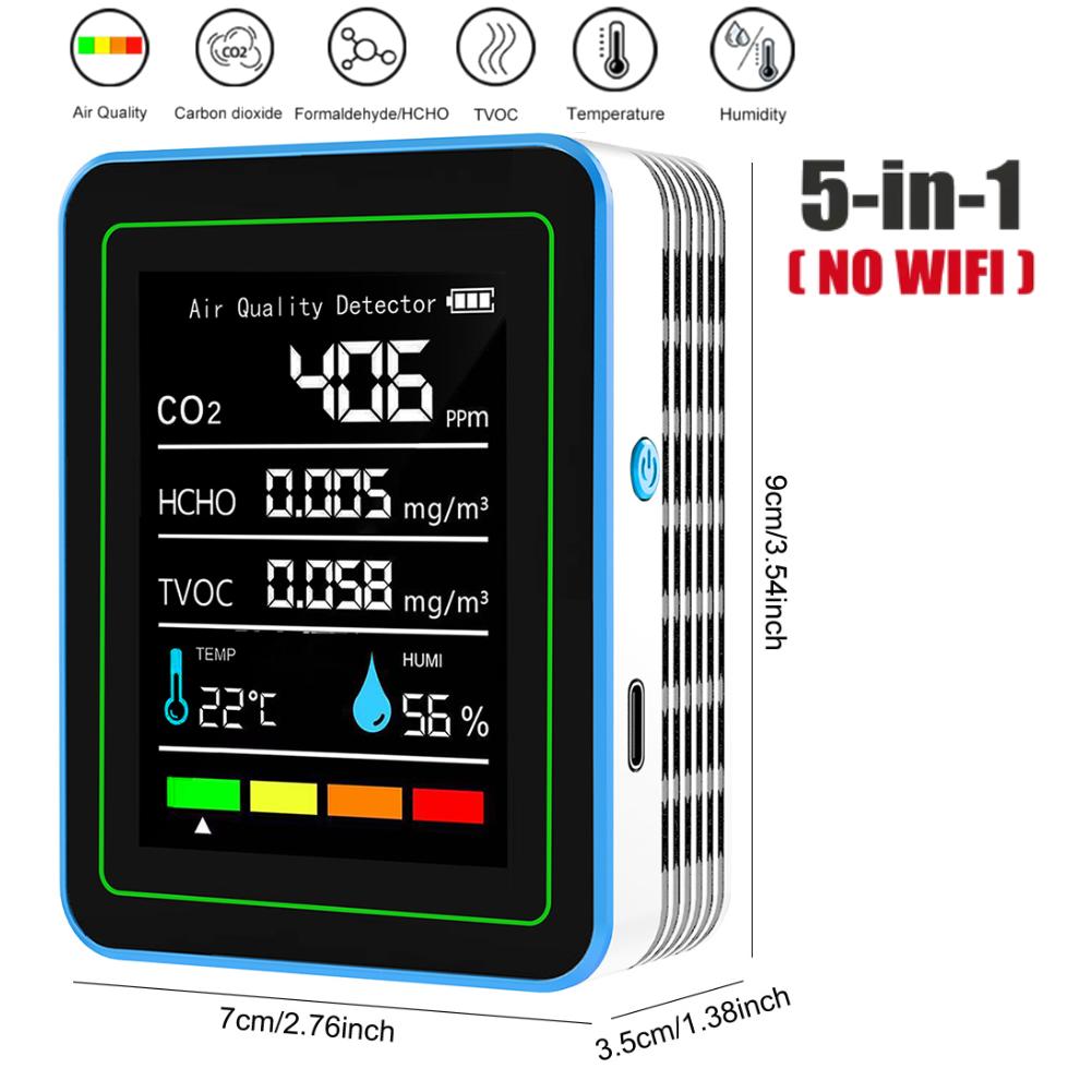 15-in-1 Indoor Air Quality Monitor Household CO CO2 TVOC HCHO Tester WiFi APP Control Portable AQI PM0.3 PM1.0 PM2.5 PM10 Tester