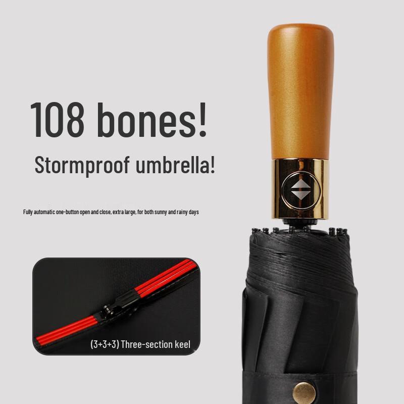 Nanqiao NQ-909 Automatic Wood Handle UV Folding Umbrella