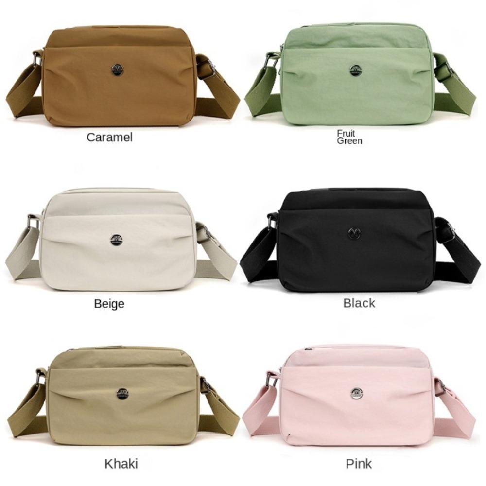 Large Capacity Square Crossbody Bag Multi-layer Single Shoulder Bag Nylon Messenger Bag  Shopping