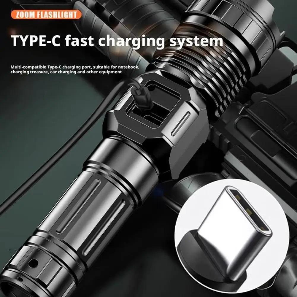 10000Lumens Super Bright Long Range LED Flashlight Outdoor Waterproof Flashlight Camping Lantern Torch Zoom Flashlight High Power Led Flashlight